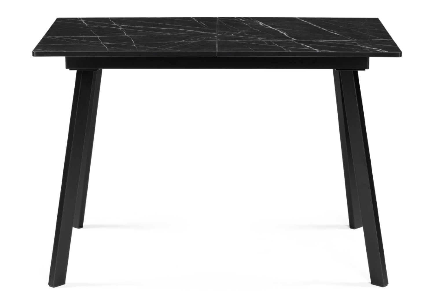 Стеклянный стол Агни 110(140)х68х76 мрамор черный / черный матовый
