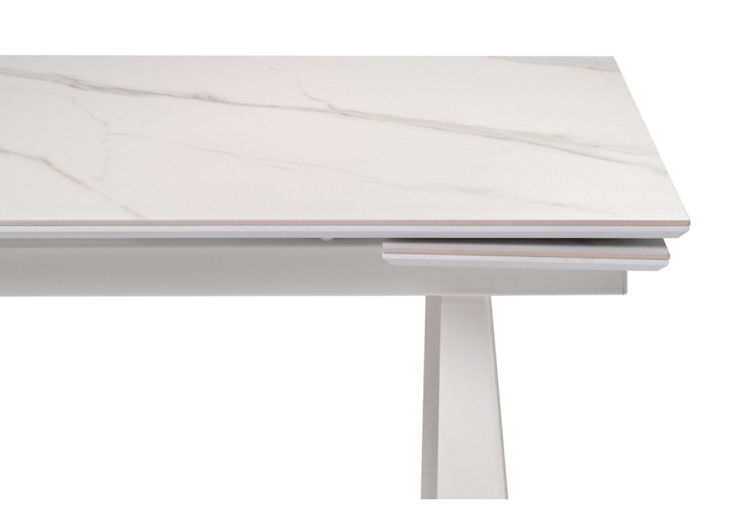 Обеденный стол Бэйнбрук 140(200)х80х76 белый мрамор / белый