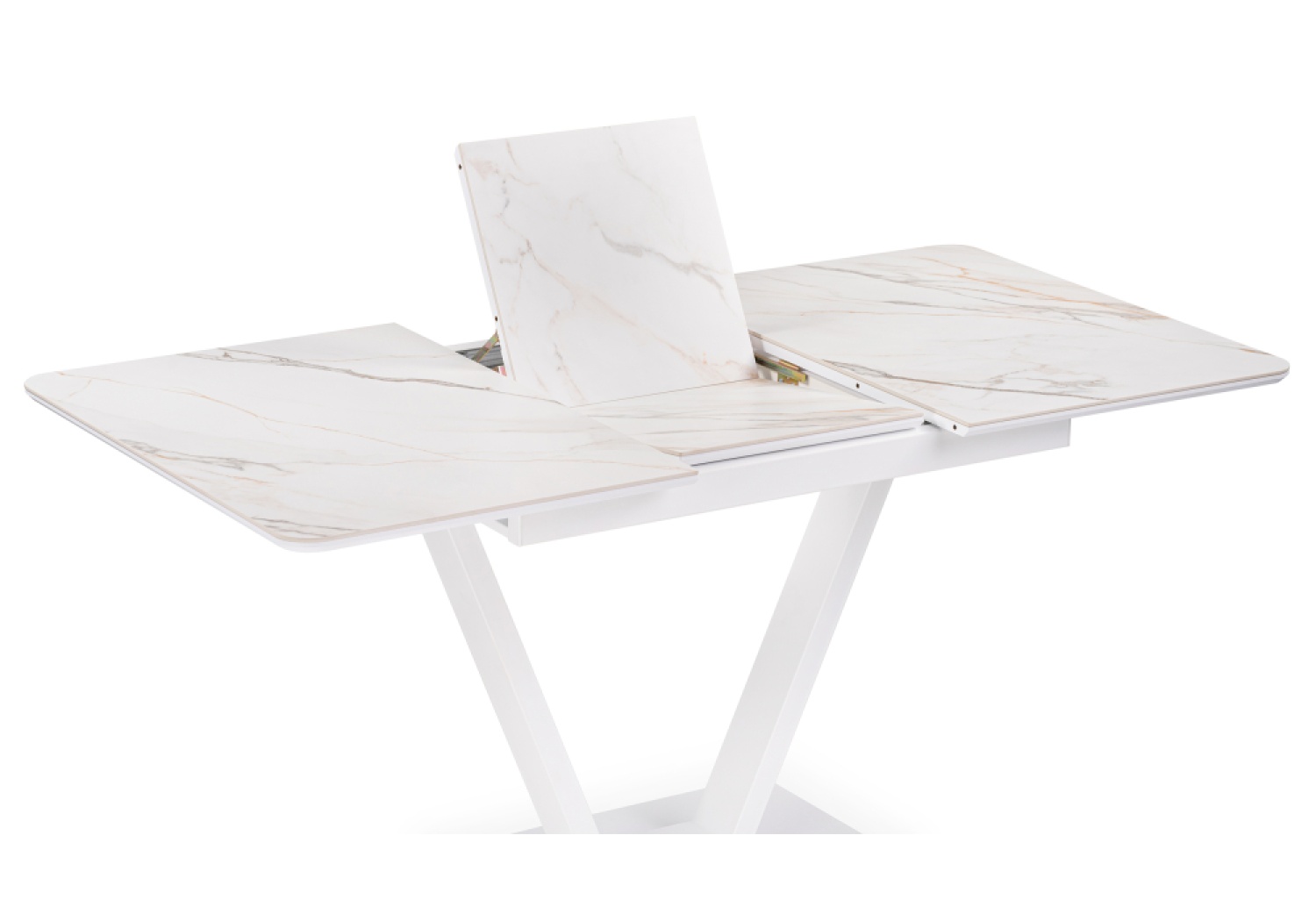 Керамический стол Бугун 120х80х77 белый мрамор с прожилками / белый