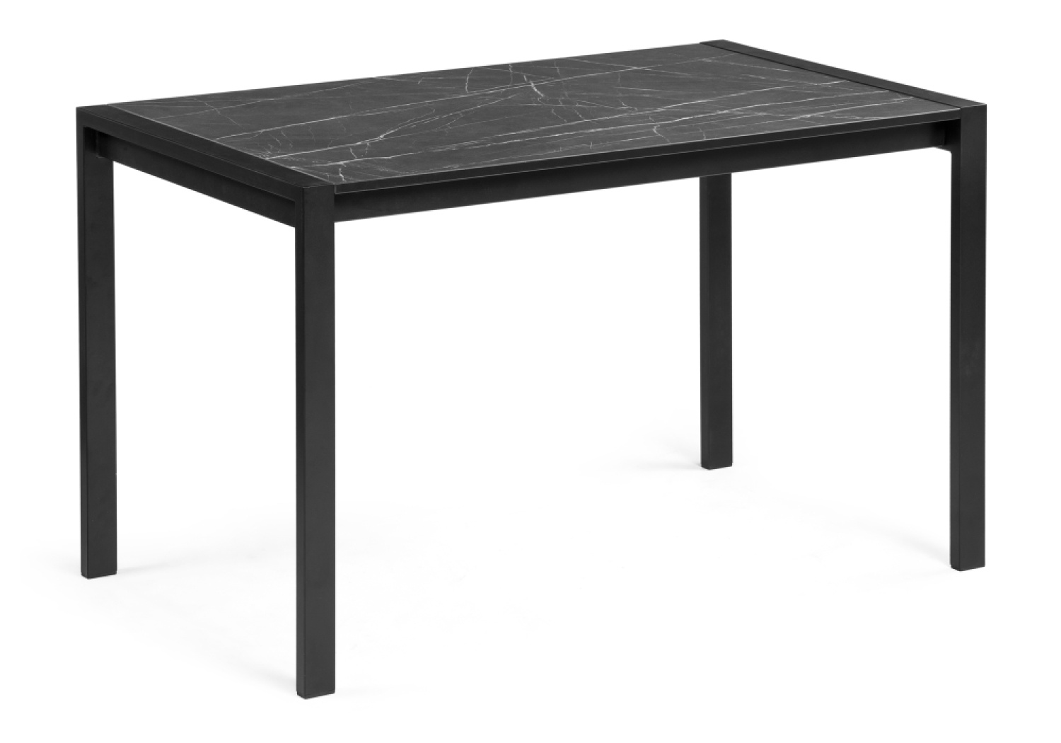 Деревянный стол Центавр 120 (160) х 70 мрамор черный / черный матовый
