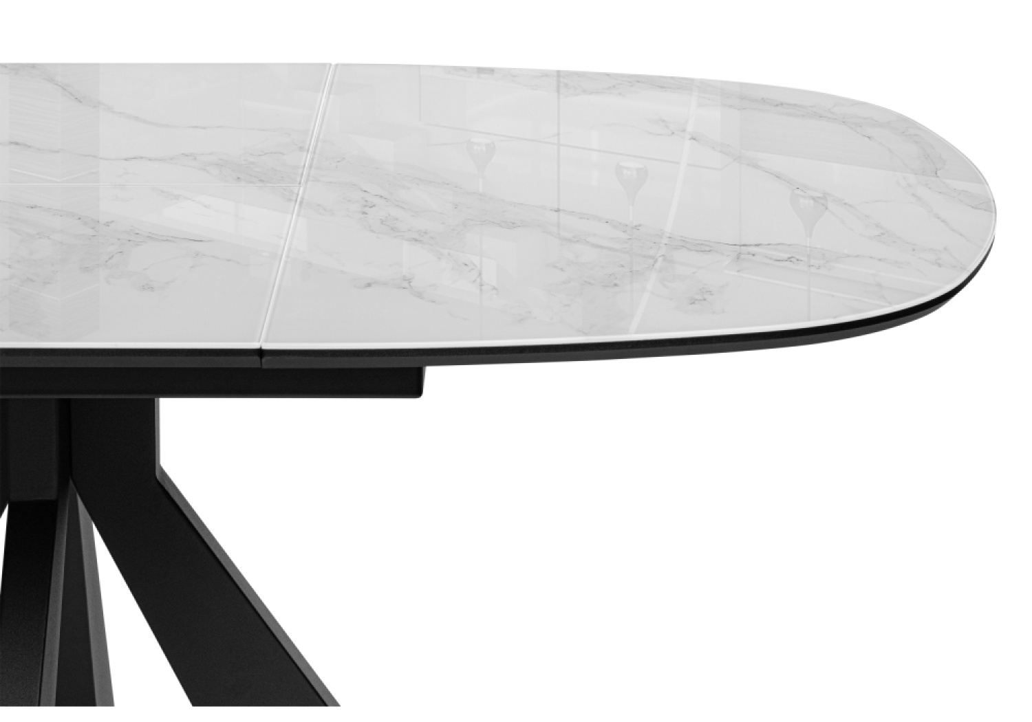 Стеклянный стол Эдли 110х76 белый мрамор / черный