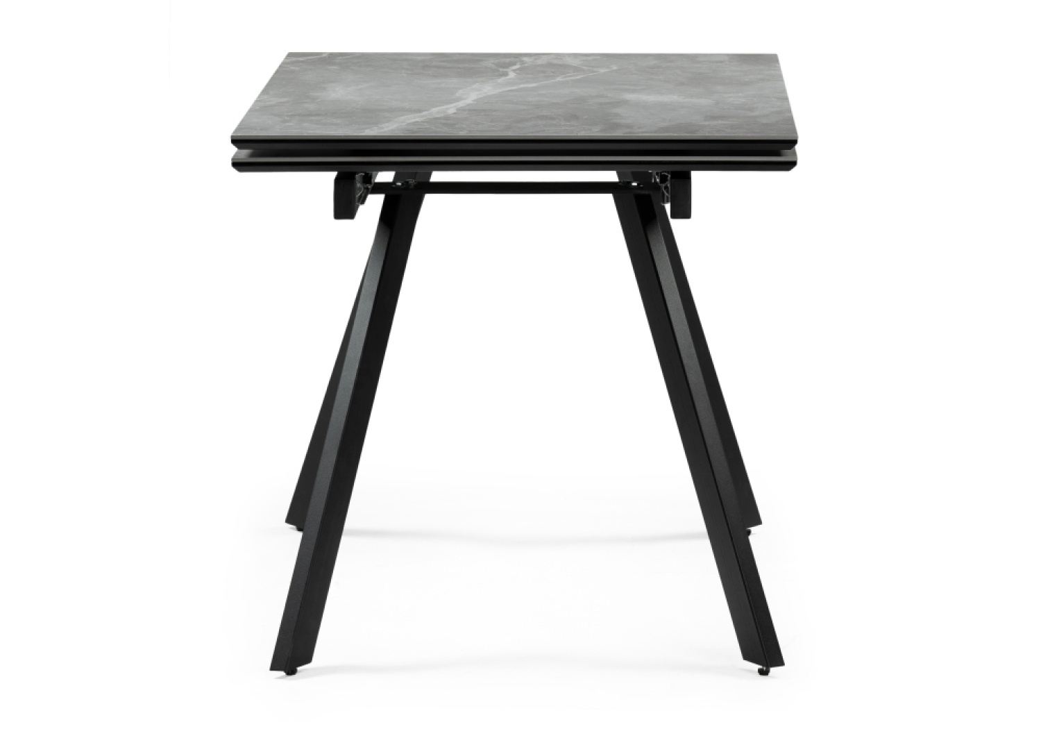 Обеденный стол Габбро 120(180)х80х76 серый мрамор / черный