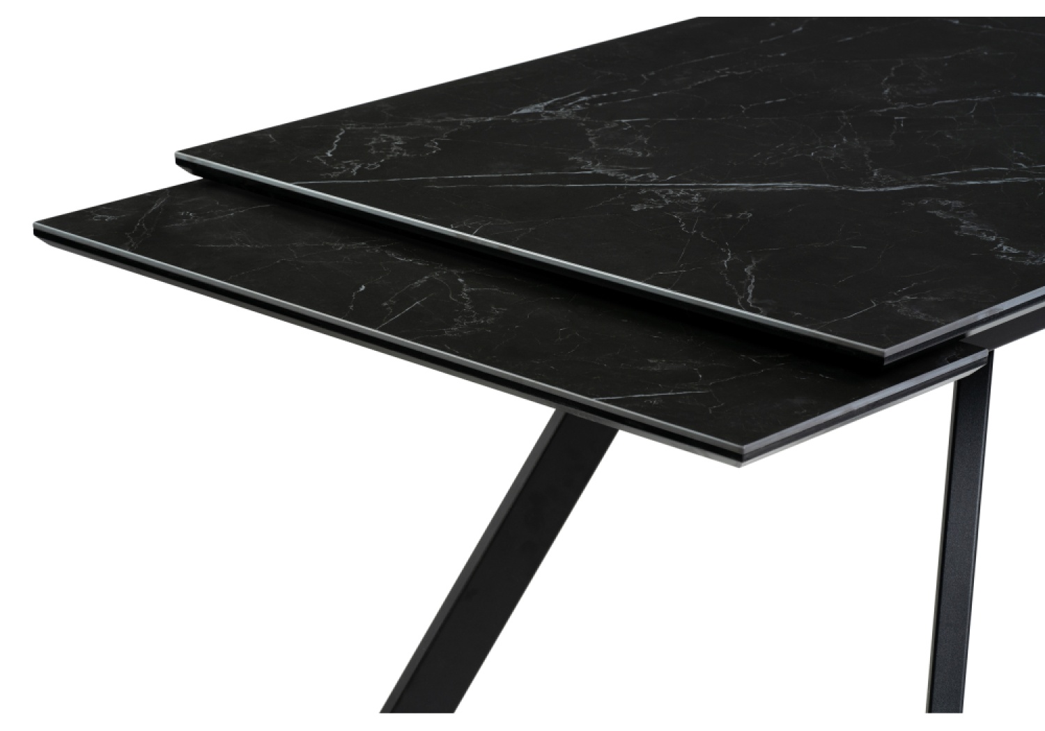 Обеденный стол Габбро 140(200)х80х76 черный мрамор / черный