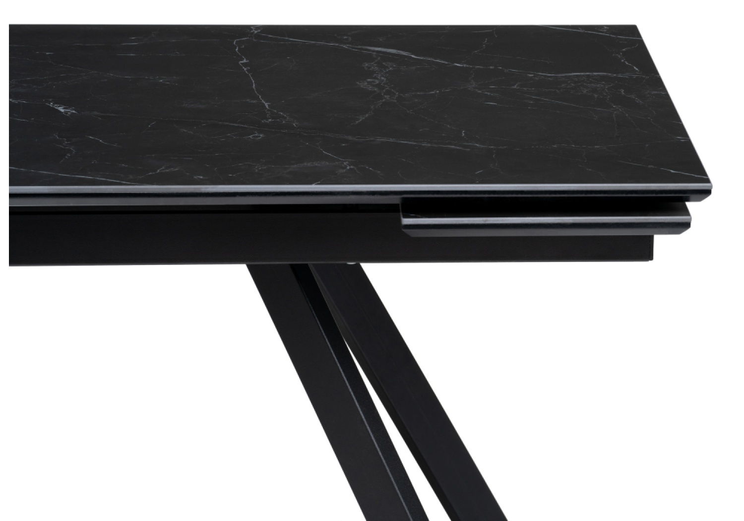 Обеденный стол Габбро 140(200)х80х76 черный мрамор / черный