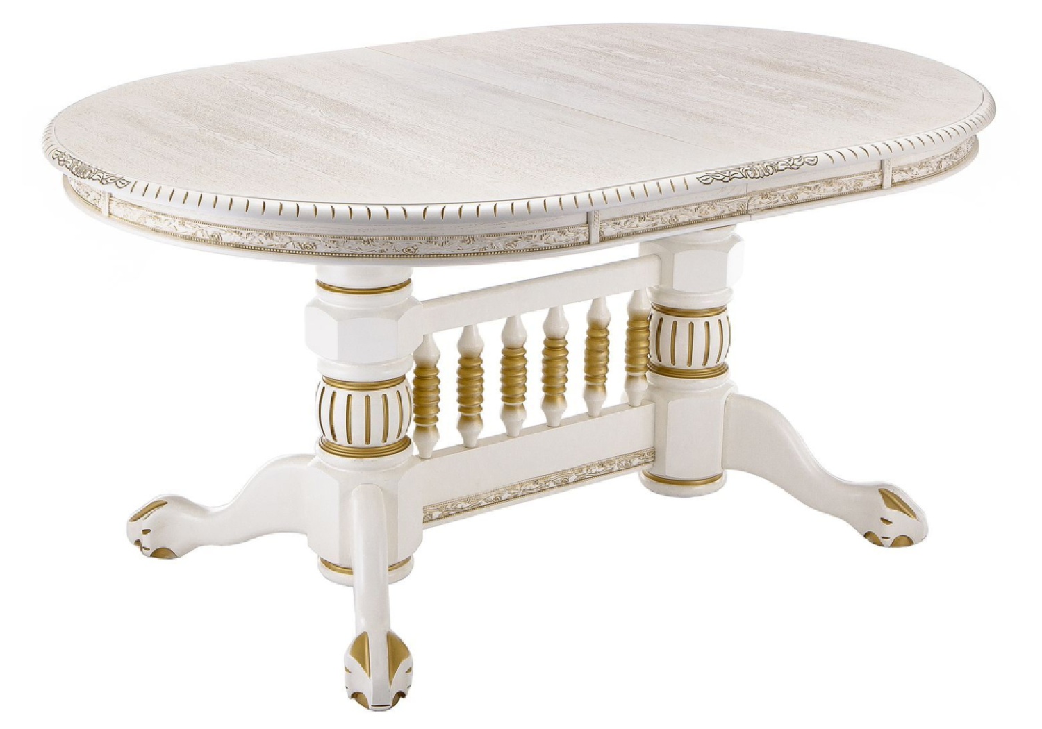 Деревянный стол Кантри 160 молочный с золотой патиной