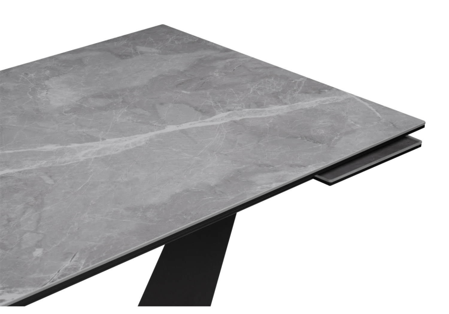 Керамический стол Кели 140(200)х80х76 серый мрамор / черный