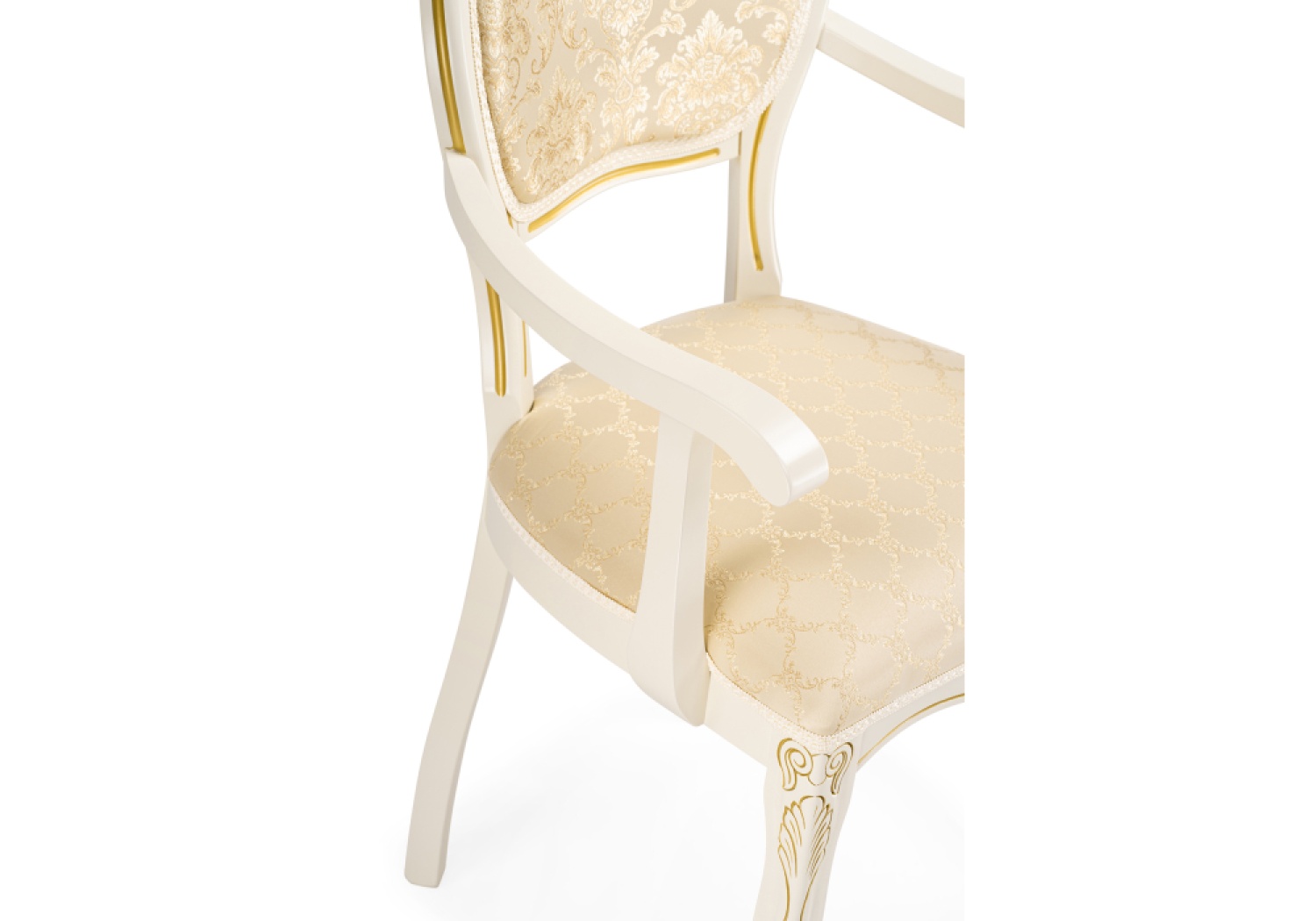 Деревянный стул Лауро слоновая кость с золотой патиной / бежевый