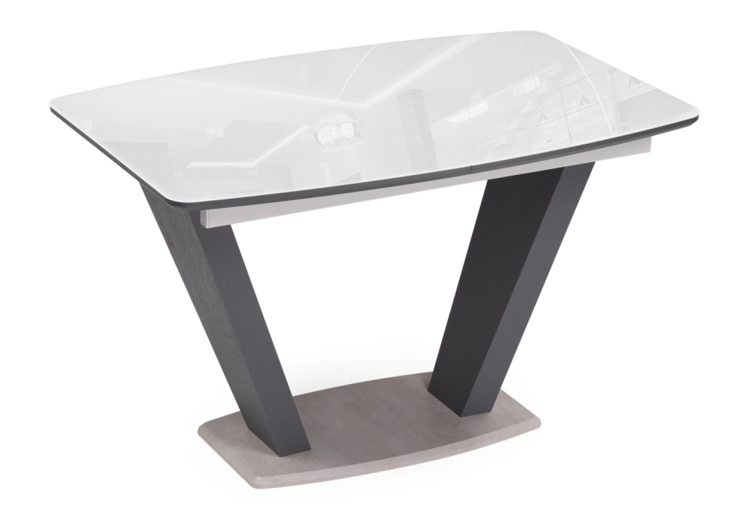 Стеклянный стол Петир 120(160)х80х75 ультра белый / гриджио / камень серый