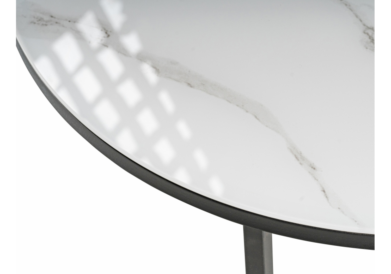 Стеклянный стол Плумерия белый мрамор / черный