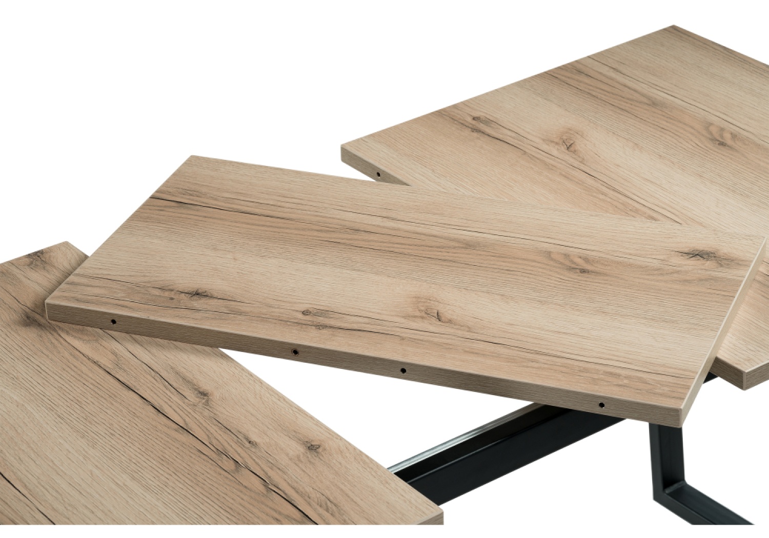Деревянный стол раскладной Лота Лофт 120 25 мм черный матовый / дуб делано светлый