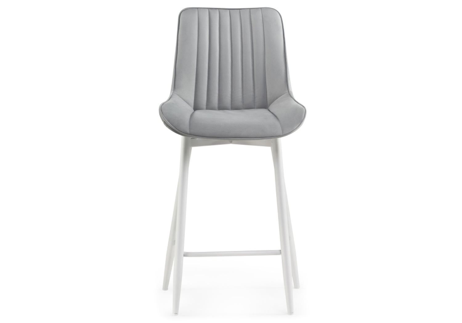 Барный стул Седа велюр светло-серый / белый