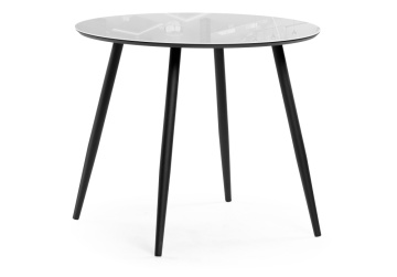 Стеклянный стол Абилин 90 ультра белое стекло / черный / черный матовый