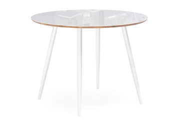 Стеклянный стол Абилин 90 ультра белое стекло / дуб вотан / белый матовый