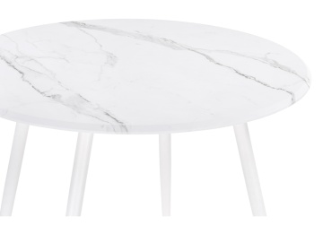 Деревянный стол Абилин 90х76 мрамор белый / белый матовый