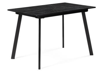 Стеклянный стол Агни 110(140)х68х76 мрамор черный / черный матовый