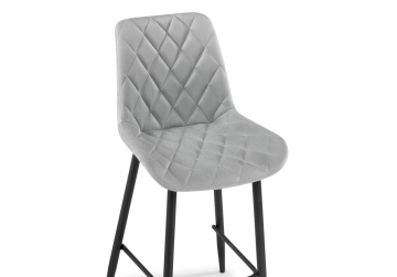Барный стул Баодин велюр светло-серый / черный