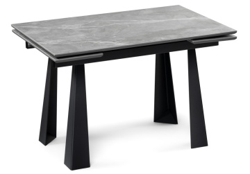 Обеденный стол Бэйнбрук 120(180)х80х76 серый мрамор / графит