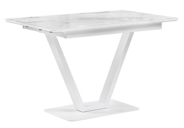 Стеклянный стол Бугун 120х80х77 белый мрамор / белый
