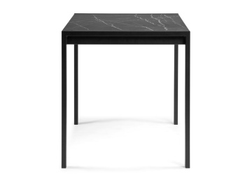 Деревянный стол Центавр 120 (160) х 70 мрамор черный / черный матовый
