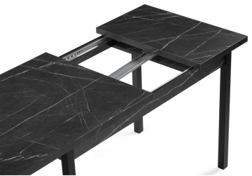 Деревянный стол Центавр 120(160)х70х76 мрамор черный / черный матовый