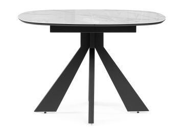 Стеклянный стол Эдли 110х76 белый мрамор / черный