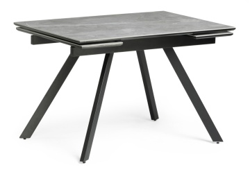 Обеденный стол Габбро 120(180)х80х76 серый мрамор / черный