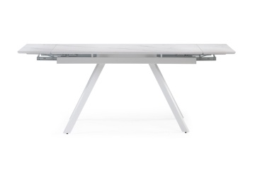 Обеденный стол Габбро 140(200)х80х76 белый мрамор / белый