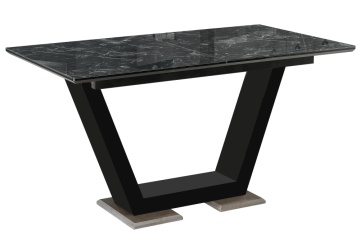 Стеклянный стол Иматра черный мрамор / черная шагрень / камень