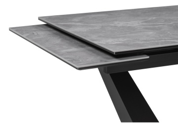 Керамический стол Кели 140(200)х80х76 серый мрамор / черный