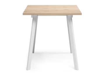 Деревянный стол Колон Лофт 120(160)х75х75 25 мм дуб делано светлый / матовый белый