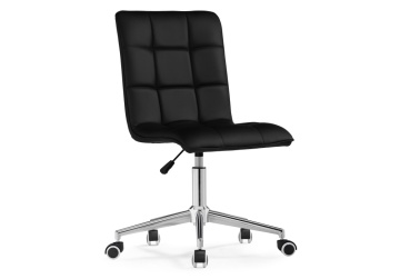 Офисное кресло Квадро экокожа чёрная / хром