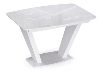Стеклянный стол Петир 120(160)х80х75 ультра белый / белый / камень белый