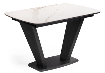 Керамический стол Петир 120х80х75 белый мрамор / графит / темный камень