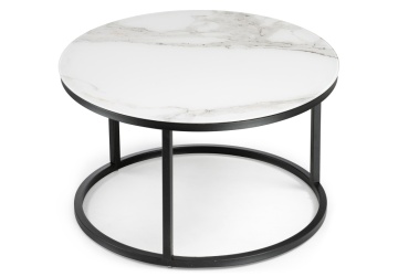 Стеклянный стол Плумерия белый мрамор / черный