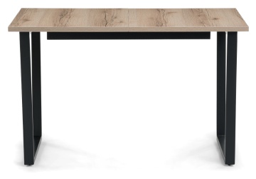 Деревянный стол раскладной Лота Лофт 120 25 мм черный матовый / дуб делано светлый