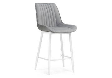Барный стул Седа велюр светло-серый / белый