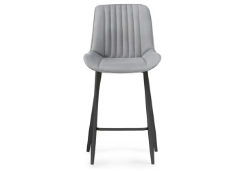 Барный стул Седа велюр светло-серый / черный