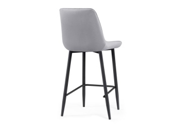 Барный стул Седа велюр светло-серый / черный