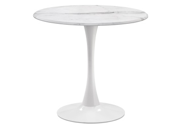 Деревянный стол Тулип 80х73 мрамор белый / белый