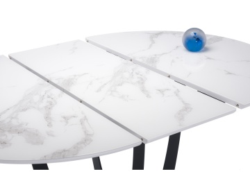 Стеклянный стол Венера белый мрамор / графит
