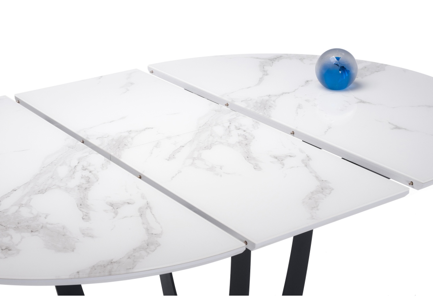 Стеклянный стол Венера белый мрамор / графит